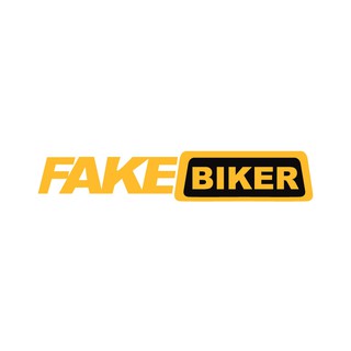 สติ๊กเกอร์ "FAKE BIKER" สติ๊กเกอร์ 3M สีเหลืองสะท้อนแสง ขนาด 15x3 cm สะท้อนแสงได้ดีในที่มืด