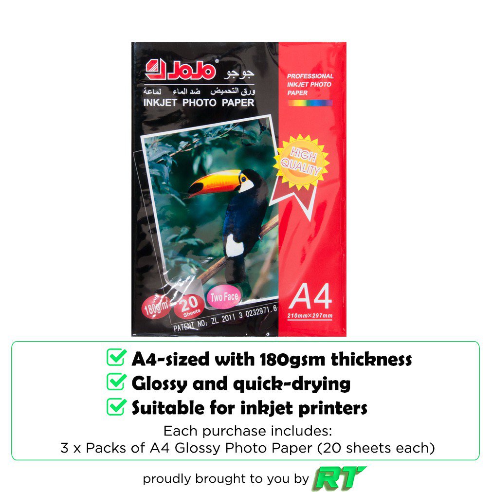 《newest》a4 180gsm Jojo Quick Dry Glossy Photo Printing Paper For Inkjet Printers 3pks 1959