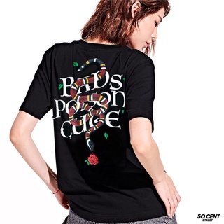 kEZK Just Say Bad ® เสื้อยืดลาย แนวสตรีท  รุ่น Snake สีดำ  แขนสั้น เสื้อยืดผู้หญิง  TS   TP     ดำ