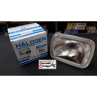 PHYLLIS ดวงไฟหน้า รถยนต์ ทั่วไป ใส่ได้หลายรุ่น H4 12V 60/55W HALOGEN 2-HRSSB-12/E เหลี่ยมใหญ่รุ่นเปลี่ยนหลอดไฟได้ ชิ้นละ