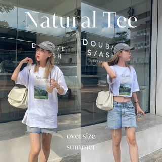 เสื้อยืดผ้าฝ้ายพิมพ์ลายขายดี (ลด 8% กรอกโค้ด KGD5PSP)(oversize.summer) Oversize Tee-Natural(พร้อมส่ง)