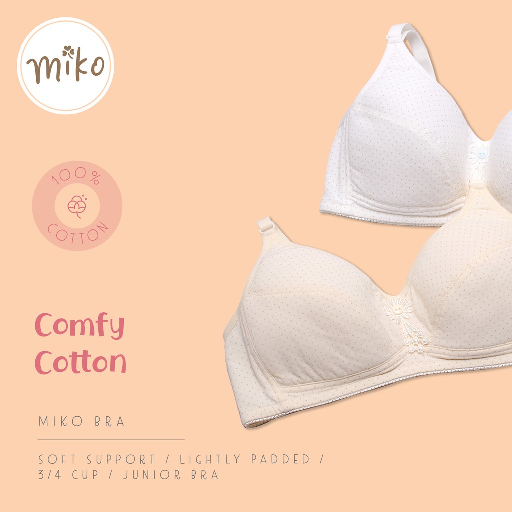 Miko Bra C430 - 100%Cotton/ รองรับนุ่ม/ เบาะเบา/ 3/4 ถ้วย/ ชุดชั้นในจูเนียร์/ Young Adult