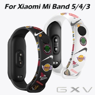 สายนาฬิกาข้อมือซิลิโคนพิมพ์ลายการ์ตูนสําหรับ Xiaomi Miband 5 Strap Mi Band 4