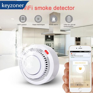 Tuya wifi smoke alarm เครื่องตรวจจับควันไร้สายแบบสมาร์ทระบบป้องกันอัคคีภัยระบบรักษาความปลอดภัยภายในบ้าน