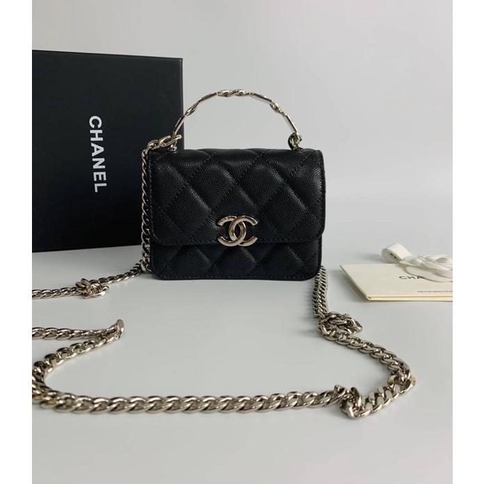 กระเป๋าแบรนด์เนมพร้อมส่ง New Chanel clutch with chain เทพ 📌size 13x9.5x6 m.