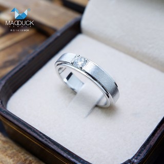 Madduckjewels แหวนเงินแท้ เพชร CZ ชุบโรเดียม RG1419WGR แหวนก…