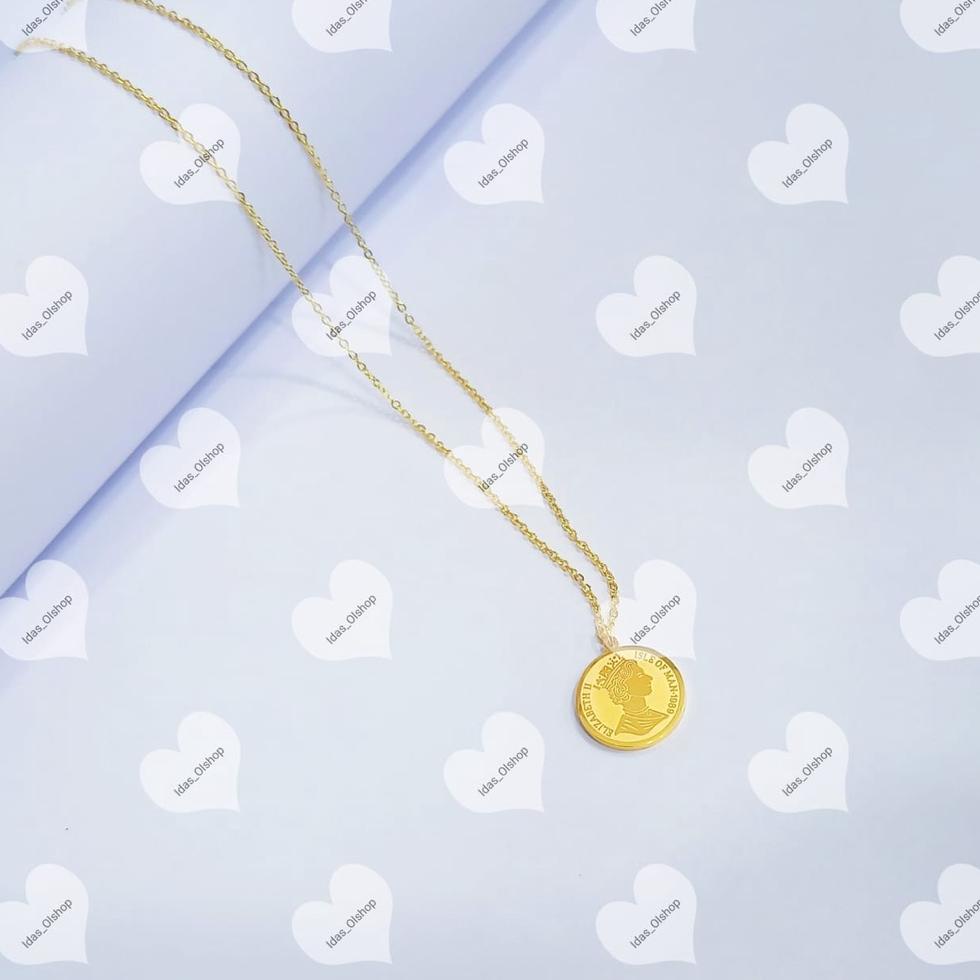 U2J2 TITANIUM COIN NECKLACE CLASSIC DESIGN GOLD PLATED ANTI-RUST & ANTI-FADE RPW