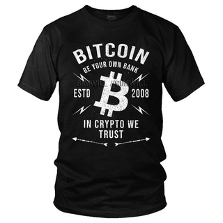 เสื้อยืดคอกลมเสื้อยืดแขนสั้น ผ้าฝ้าย พิมพ์ลาย Bitcoin Retro In Crypto We Trust Novelty BTC สําหรับผู้ชายS-5XL