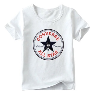 เสื้อยืดแขนสั้นลําลอง พิมพ์ลาย Cool Chuck Norris แฟชั่นฤดูร้อน สีขาว สําหรับเด็ก