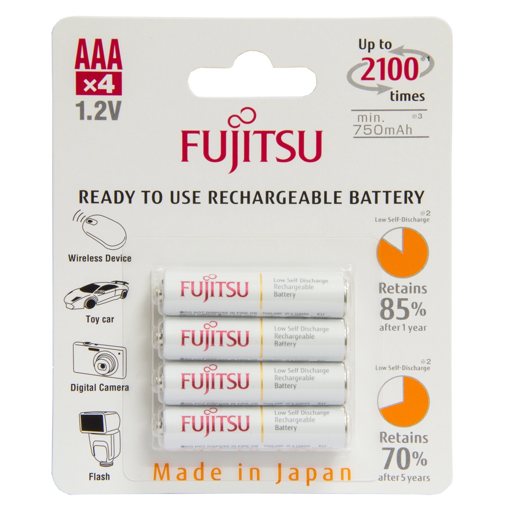 ถ่านชาร์จFujitsu AAA 800mAh แพ็ค 4 ก้อน