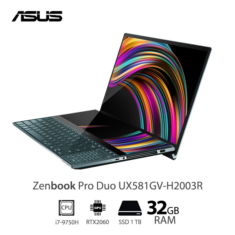 Asus Zenbook Pro Duo UX581GV-H2003R Notebook 15.6" INTEL i7-9750H 2.6G RAM32GB SSD1TB RTX2060 Win10P