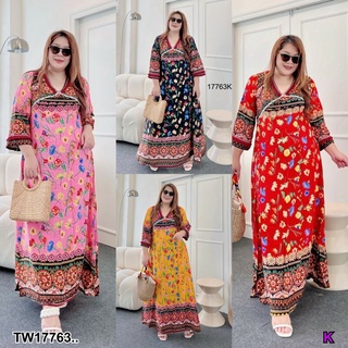 MM17763 เดรส #Bigsize ลายพิมทรงปล่อย Dress #Bigsize. Print pattern. Release shape..