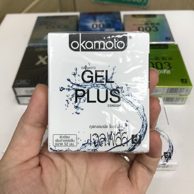 ถุงยางอนามัยโอกาโมโต okamoto gel plus 52 mm