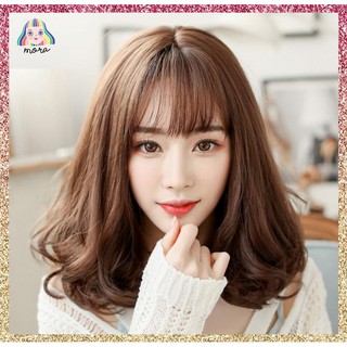 MORA วิกผม วิกผมยาว วิกผมหน้าม้า ผมปลอม Wig วิกผมเกาหลี สี Brown 40 CM