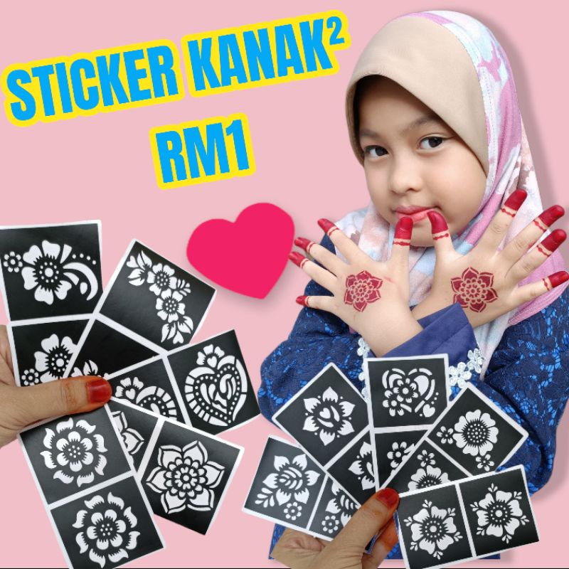 HENNA สติ๊กเกอร์สําหรับเด็ก, CHILDRENS HENNA STICKS / SMALL HENNA STECIL