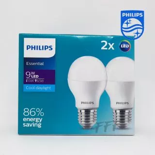 [PHILIPS แพ็คคู่สุดคุ้ม] หลอดไฟ PHILIPS LED bulb Essential 9W E27 Daylight แพ็ค 2 หลอด