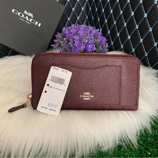 (ผ่อน0%) กระเป๋าสตางค์ Coach ใบยาว รุ่น ACCORDION ZIP WALLET COACH F54007 หนังแท้ สีแดง