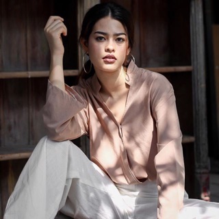 V-neck top( light brown )