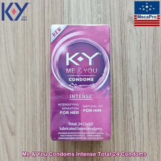 K-Y® Me &amp; You Condoms Intense For her, For him 2*12 : Total 24 Condoms เค-วาย ถุงยางอนามัย ขนาด 56 mm คอนดอม เควาย