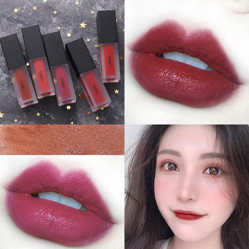 ลิปสติก gella  s Lip Glaze is สีขาวสีน้ำตาล