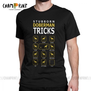 [S-5XL]เสื้อยืดคอกลม แขนสั้น ผ้าฝ้าย 100% พิมพ์ลาย Stubborn Doberman Dog Tricks สําหรับผู้ชาย