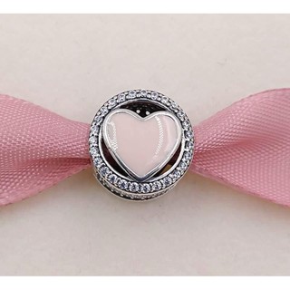 Wonderful Love Pink Heart Charm ชาร์มแพนเงินแท้เพชรcz หัวใจชมพู