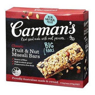 Carmans Classic Fruit Muesli Bar 270G คาร์แมนคลาสสิคฟรุ๊ตมูสลี่บาร์ 270G