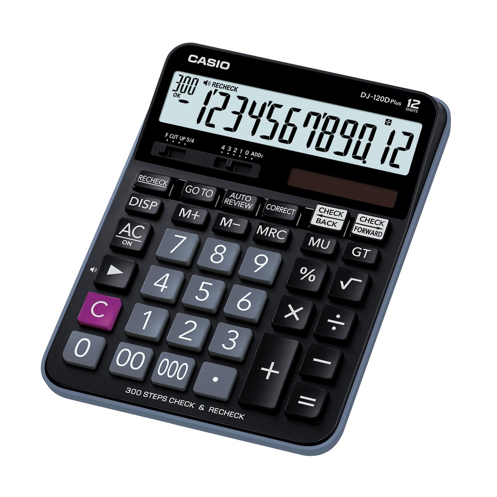 Casio Calculator เครื่องคิดเลข  คาสิโอ รุ่น  DJ-120D PLUS แบบตั้งโต๊ะ เหมาะสำหรับร้านค้า 12 หลัก สีด