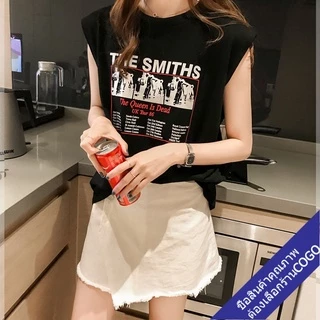 เสื้อยืดแขนกุดผู้หญิงน่ารัก Oversize เสื้อผ้าแฟชั่นวัยรุ่น เสื้อกล้ามเกาหลี ฮิปฮอป สตรีท วินเทจ ราคาส่ง