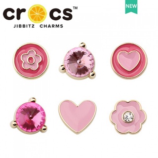 crocs jibbizt charms ตัวติดรองเท้า crocs ตัวติดรองเท้าหัวโต เครื่องประดับ จี้โลหะ รูปดอกไม้น่ารัก สีชมพู สําหรับตกแต่งรองเท้า