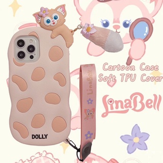 สําหรับ Apple iPhone 13 Pro Max 12 Mini 11 X XS XR i7 i8 i6 i6s plus SE 2020 เคสมือถือ Soft TPU Case เคสโทรศัพท์ Cartoon Cute Lina Bell เคสซิลิโคน Plush Tail มีเชือกคล้อง