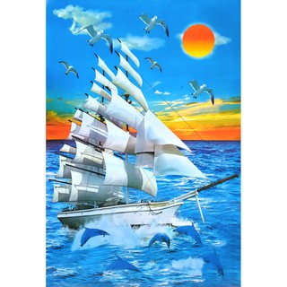 โปสเตอร์ รูปถ่าย เรือสำเภา ภาพมงคล เสริมฮวงจุ้ย Barque POSTER 23”x34” Inch Clipper Tall ship Sailing ship V3