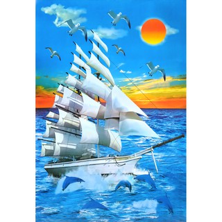 โปสเตอร์ รูปถ่าย เรือสำเภา ภาพมงคล เสริมฮวงจุ้ย Barque POSTER 23”x34” Inch Clipper Tall ship Sailing ship V3