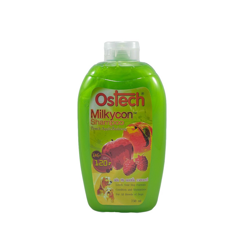 Ostech ออสเทค แชมพู มิลล์กี้คอน สำหรับสุนัข กลิ่น พีช แอปเปิ้ล ราสเบอรี่ ขนาด 750 ml.