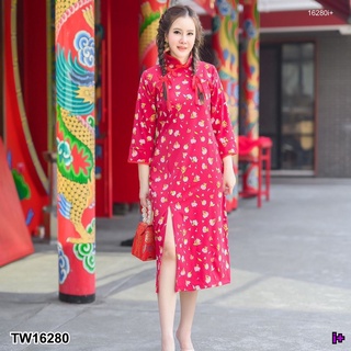 TW16280 NEW ARRIVAL DETAILS เดรสกี่เพ้าแฟชั่น สาวอวบ