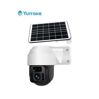 YUNTOHE กล้องวงจรปิดโซล่าเซลล์ WIFI 4G 360°  3MP มาพร้อม ไฟสปอร์ตไลท์ กล้อง4g/WiFi PTZ ip solar camera