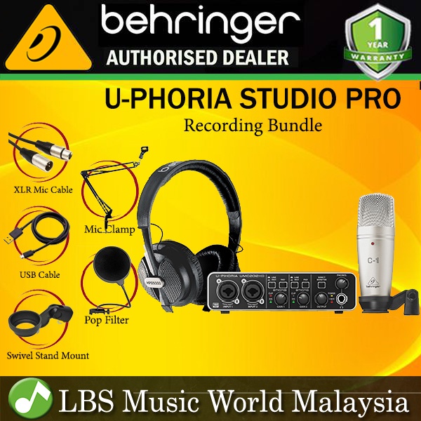 Behringer U-PHORIA STUDIO PRO ชุดบันทึก Mic Clamp และ Pop Filter UMC-202HD C-1 (UPHORIA UMC202HD C1 