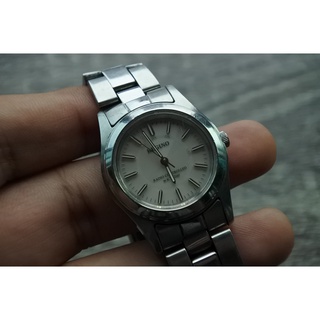 นาฬิกา Vintage มือสองญี่ปุ่น REGUNOระบบRADIO CONTROL UNISEX ทรงกลม กรอบเงิน หน้าเทา หน้าปัด 30mm