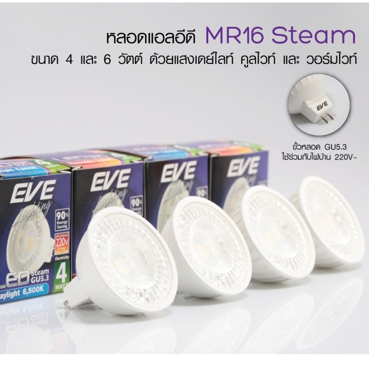 หลอด LED MR16 220v GU5.3 EVE | Thailand