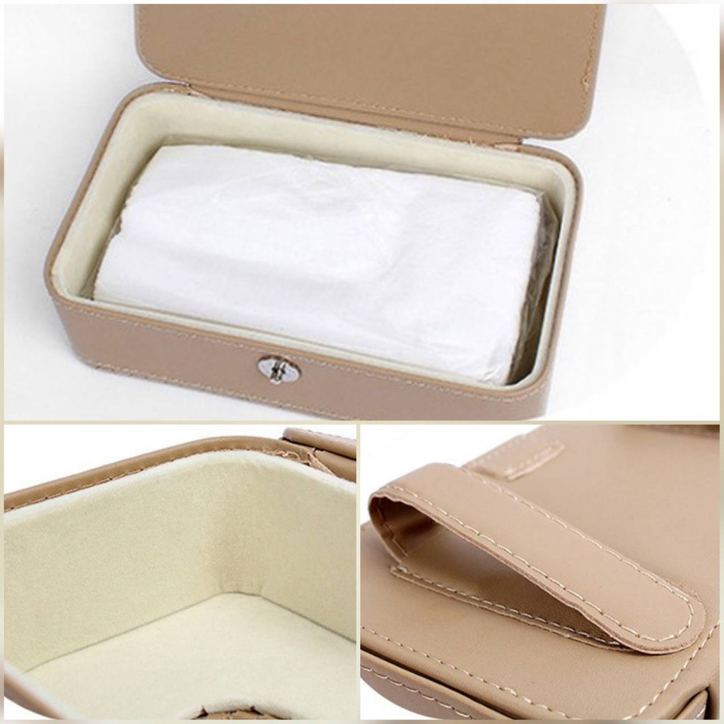กล่องใส่กระดาษทิชชู่ในรถยนต์ (แบบหนีบที่บังแดด) (ขาหนีบเหล็ก) Tissue Box กล่องใส่ทิชชู่หุ้มหนัง กล่องหนังใส่กระดาษทิชชู่ - รูปที่ 6
