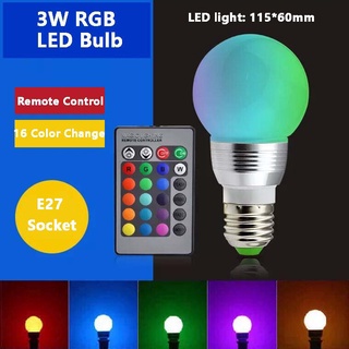 3W RGB E27 หลอดไฟ LED สมาร์ท WiFi หลอดไฟ รีโมทคอนโทรล 16 สีสำหรับตกแต่งบ้าน