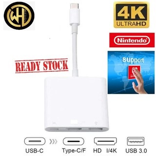 3in1 Type-C USB C 3.1 ชายไปยัง HDTV/USB 3.0/Type C หญิง HUB ชาร์จ Multiport Converter