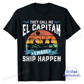 El เสื้อยืดผ้าฝ้าย พิมพ์ลาย Capitan Pontoon Captain I Make Ship Happen Boating 3D สําหรับผู้ชาย