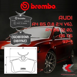 ผ้าเบรคหลัง BREMBO Audi A4 B5 (1.8 2.4 V6), A4 B6 (2.0), A6 C5 ปี 97-&gt; (P85020B/X)