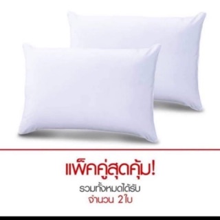 (แพ็คคู่) หมอนหนุนใบใหญ่สีขาว ใยสังเคราะห์ ขนาด 19x29 นิ้ว (