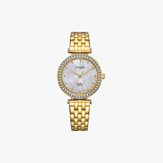 [ประกันร้าน] CITIZEN นาฬิกาข้อมือผู้หญิง รุ่น ER0219-51D Analog Floral Mother Of Pearl Lady Watch Gold