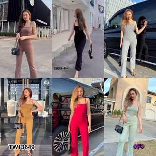 🧚‍♀️💋ชุดเที่ยว Jumpsuit จั้มสุทสายเดี่ยวไขว้หลังขายาว สีพื้น ผ้ายืดตามสัดส่วน ดีเทลด้านหลัง แซ่บมาก