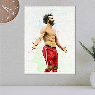 โปสเตอร์ ผ้าแคนวาส Mohamed Salah (3) Liverpool โมฮาเหม็ด ซาลาห์ นักเตะ ลิเวอร์พูล ภาพวาด ศิลปะ นักบอล นักฟุตบอล