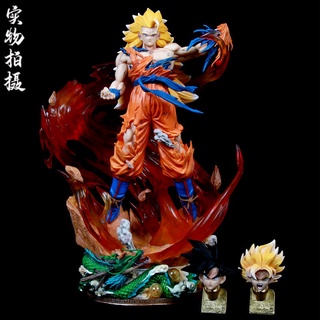 โมเดลฟิกเกอร์ รูปปั้น Dragon Ball LS Monkey King gk Super Three Saiyan แบบเรืองแสง ขนาดใหญ่ แอคชั่นฟิกเกอร์