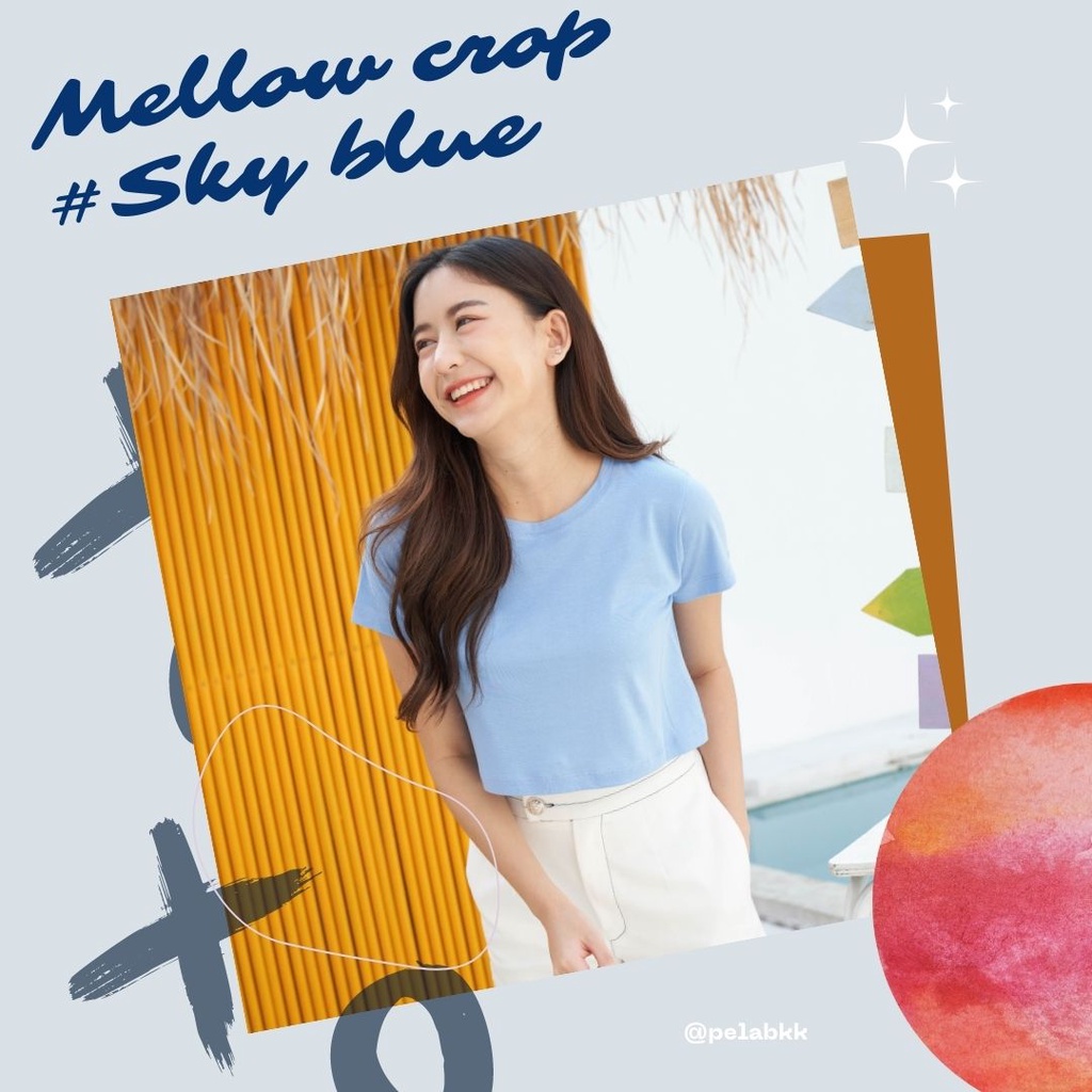 Pela.bkk - Mellow Crop top สีฟ้า sky blue
